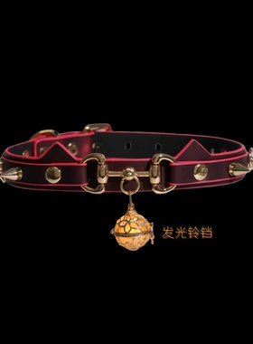 Puppy*粉红女巫猫头牌项圈骨头牌choker可刻字女芭比脖圈带牵引