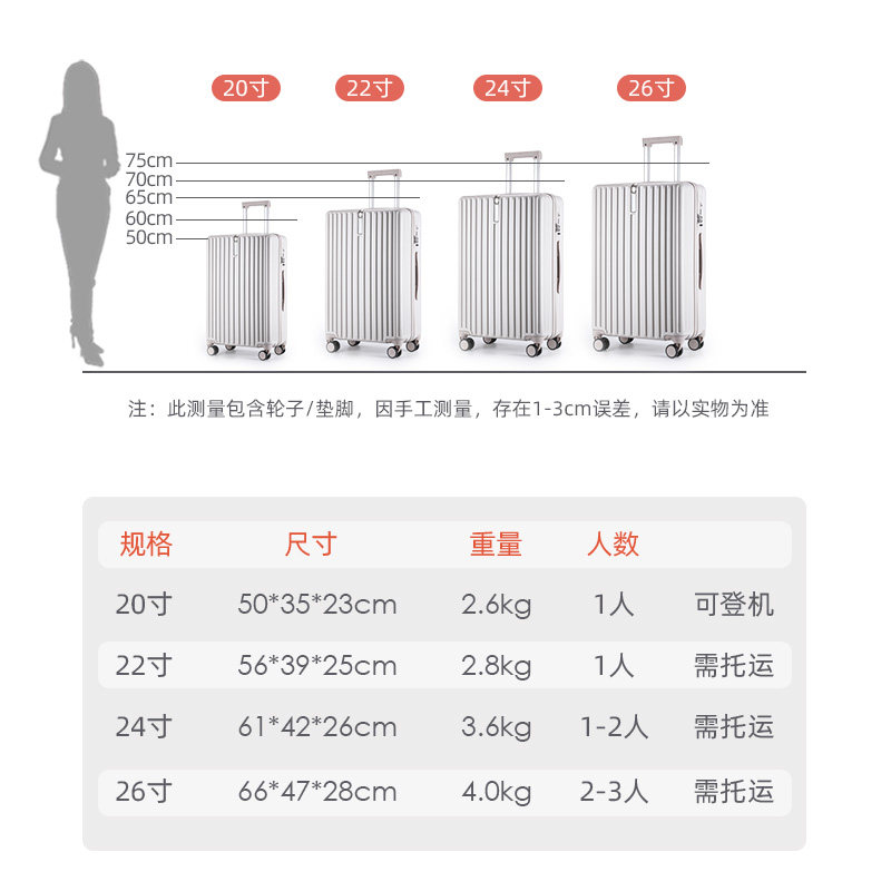 大嘴猴女款男20寸24万向轮登机箱 大嘴猴华喆旅行箱