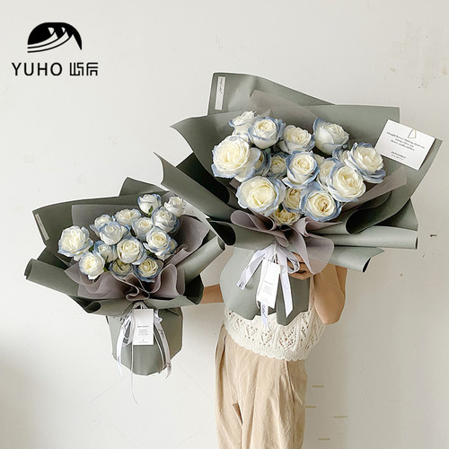 屿后 韩国哑光牛皮纸系列防水包花卷材纸花束包装花店花艺材料 - 图1