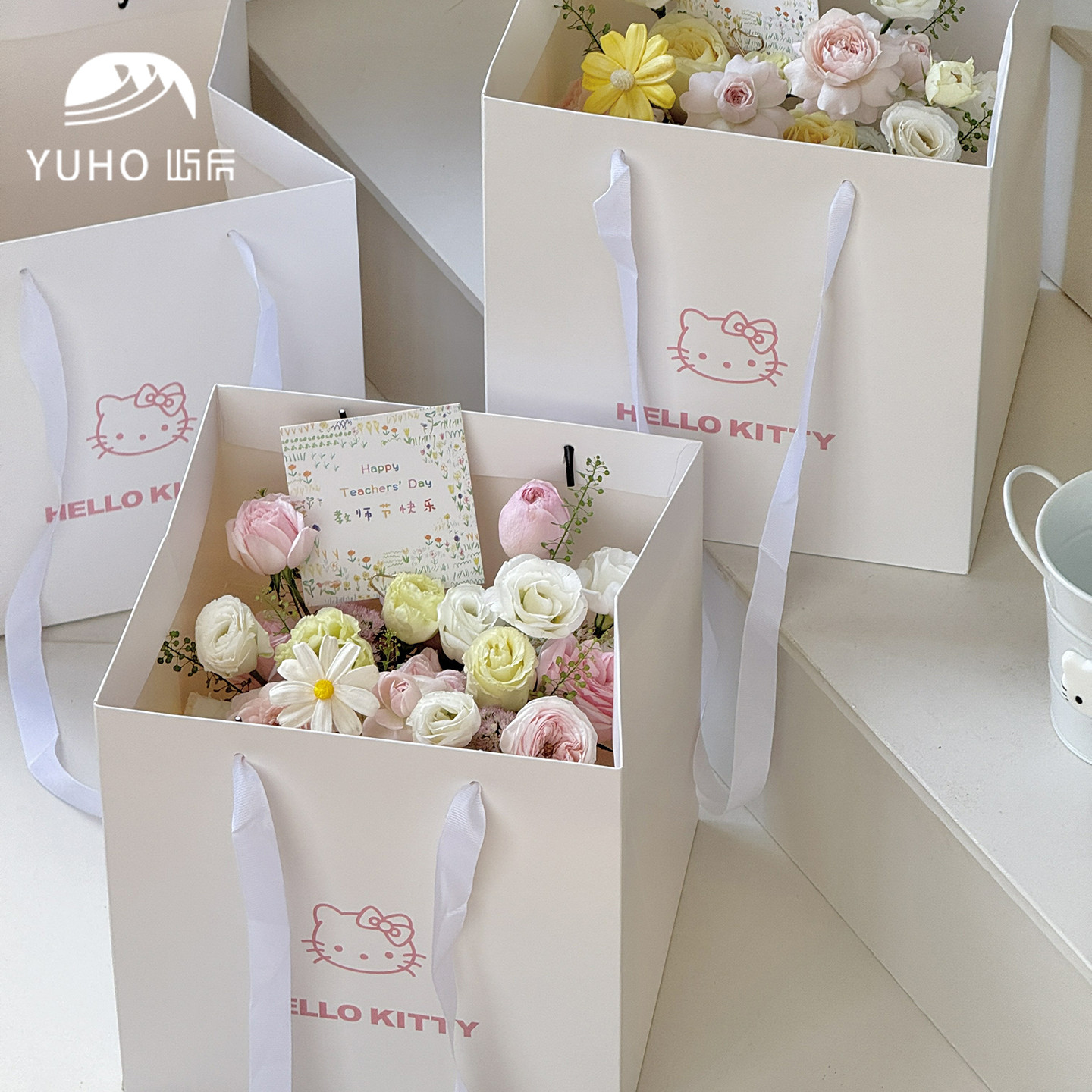 屿后 【教师节】手提袋鲜花花盒小花束包装手拎袋花艺diy包装材料,淘宝优惠券,粉丝福利购,淘宝优惠卷