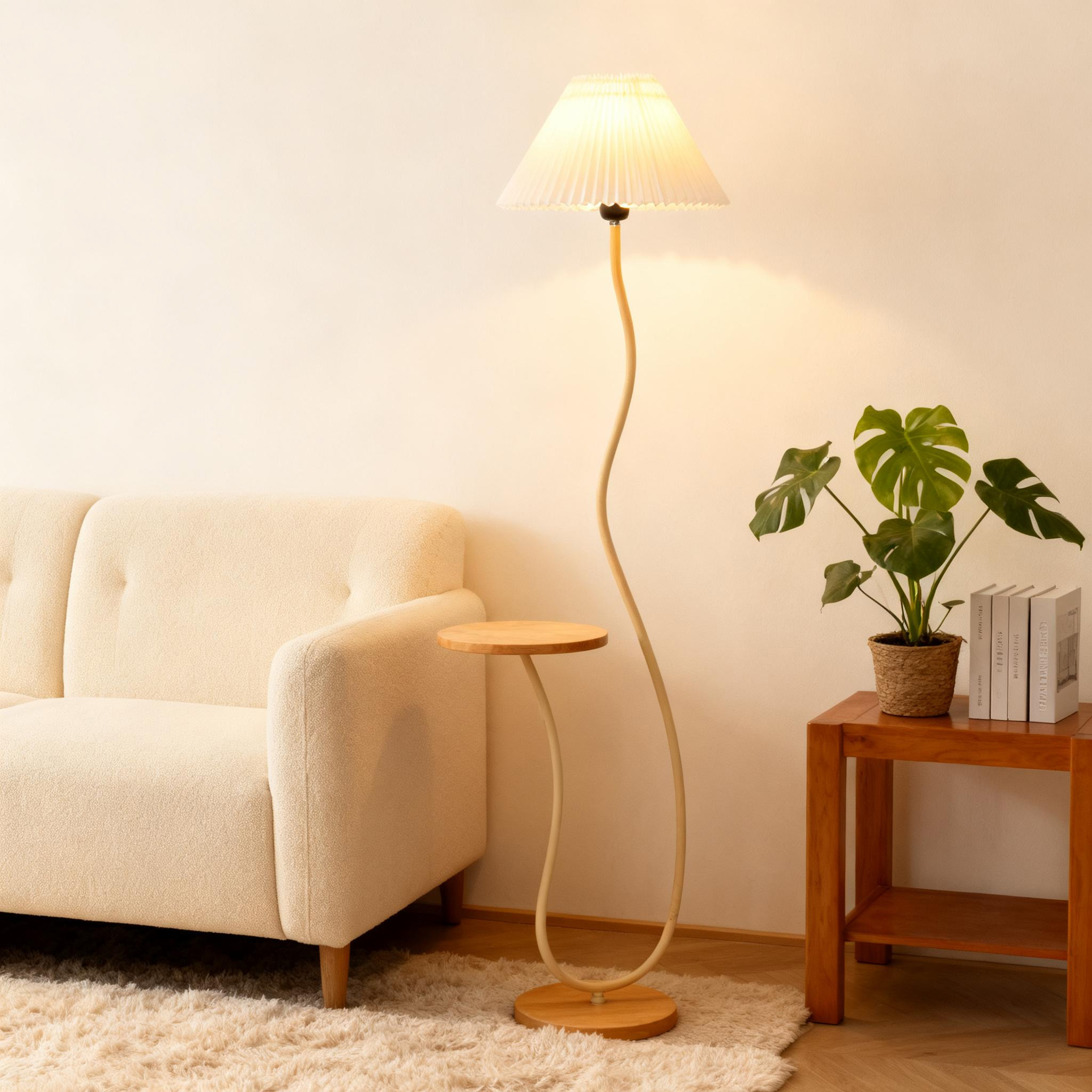 高级感落地灯客厅沙发氛围感2025新款立式台灯卧室床头置物架一体 - 图0