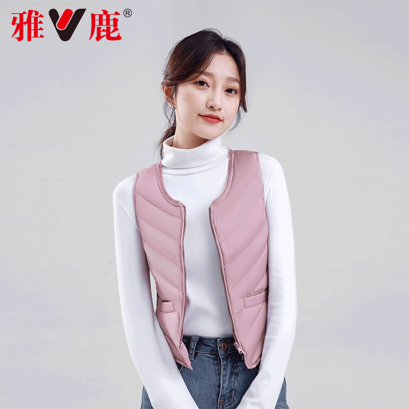 雅鹿羽绒女2021年新款冬内搭马甲 雅鹿服饰马夹