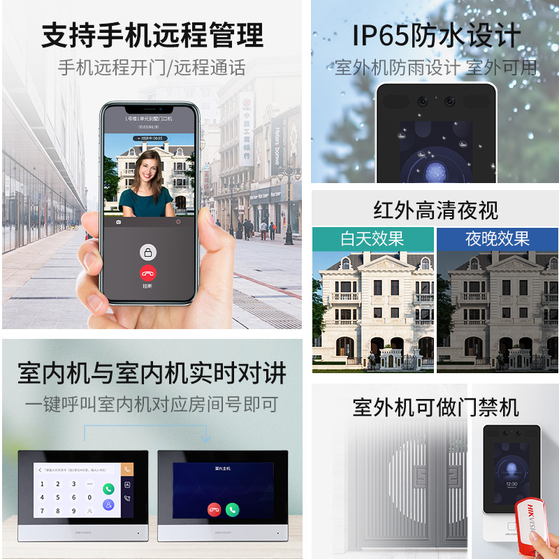 海康威视别墅可视对讲门禁楼宇家用无线wifi门铃人脸识别手机远程