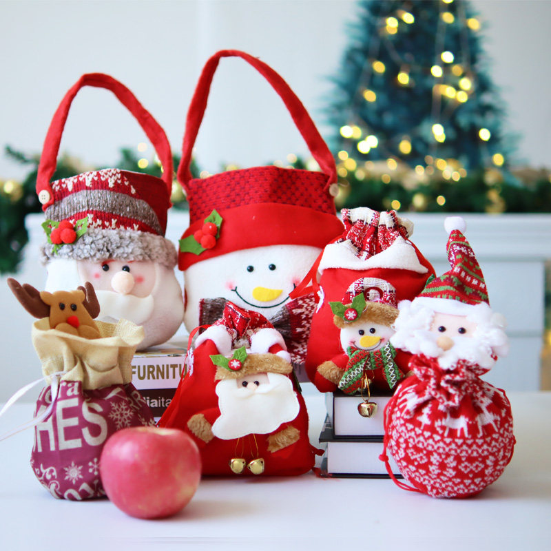 圣诞节礼物袋平安夜苹果礼盒手提糖果袋儿童圣诞老人小礼品包装盒