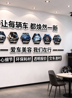 让每辆车都焕然一新装饰挂画汽车美容店项目介绍墙面布置画