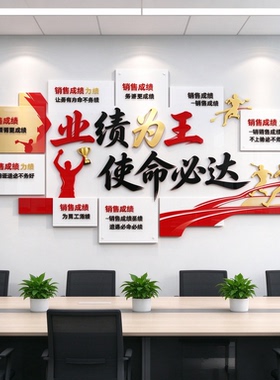 销售办公室文化墙贴 业绩为王使命必达团队激励墙面装饰贴