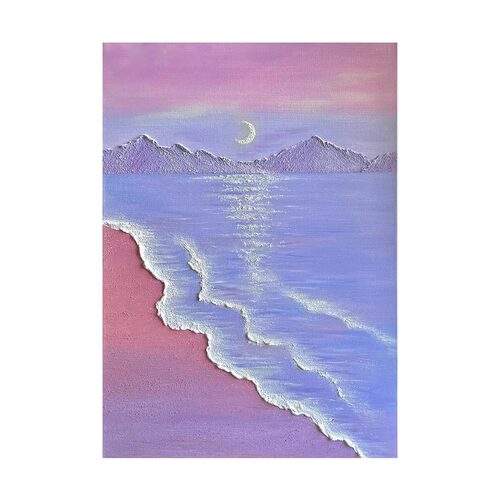 梦幻海滩肌理画diy手工材料包石英砂丙烯治愈系手绘礼物装饰画 - 图3