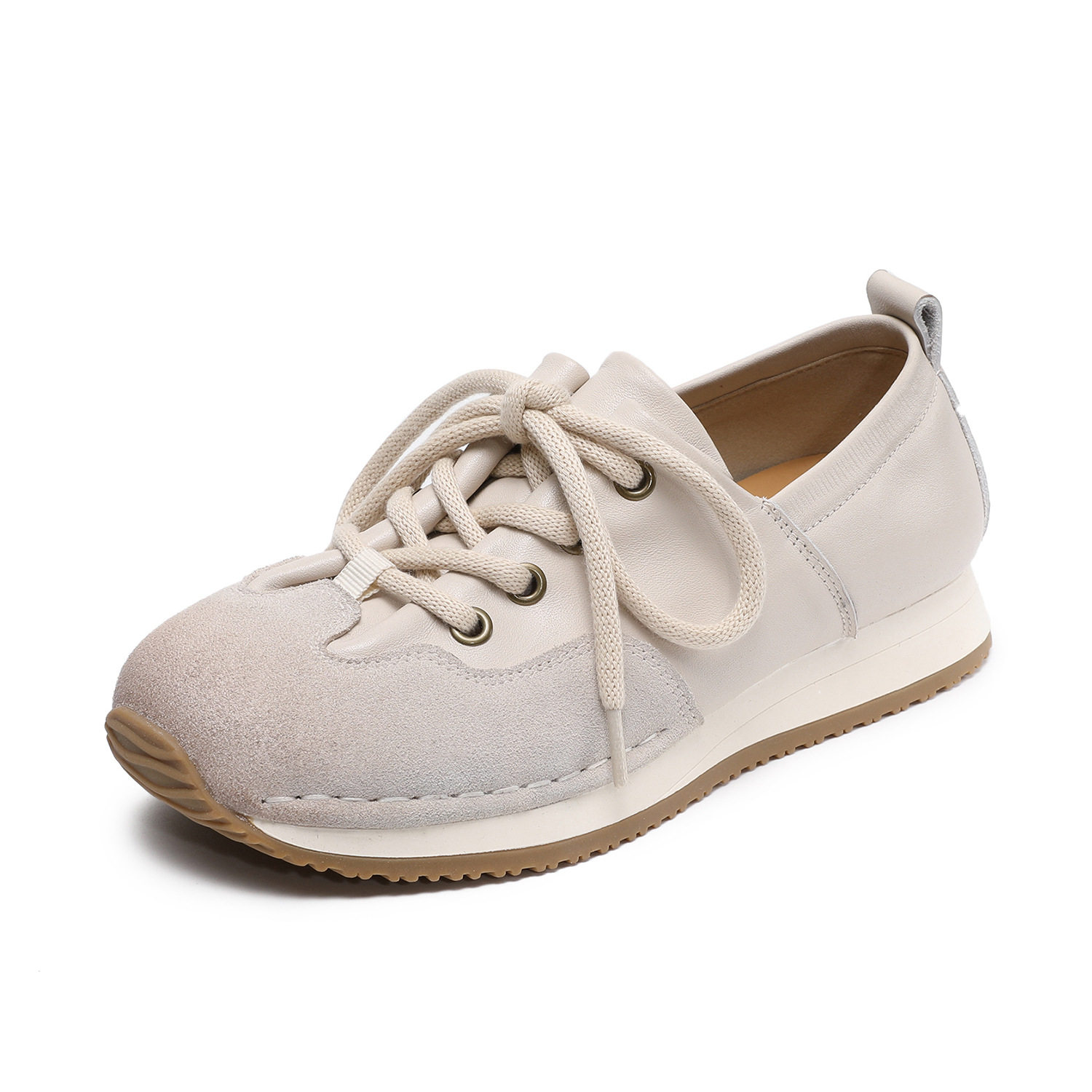 真皮德训鞋女鞋复古运动休闲鞋2026春季新款爆款系带平底百搭单鞋,淘宝优惠券,粉丝福利购,淘宝优惠卷