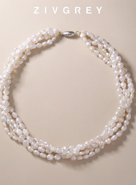 多层天然淡水珍珠项链ins