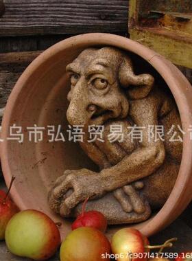 跨境新款干枯老人怪物树脂工艺品万圣节创意搞怪恶搞浮雕摆件现货