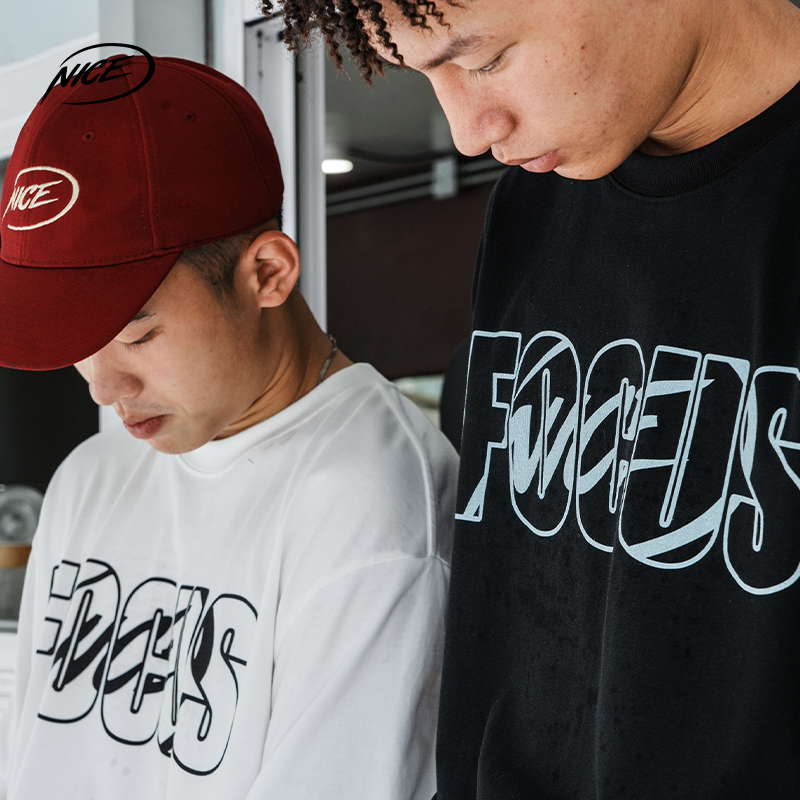 NICEID NICE FOCUS圆领运动美式T恤百搭潮流宽松小领口短袖男女 - 图1