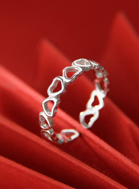 925银爱心戒指简约时尚个性