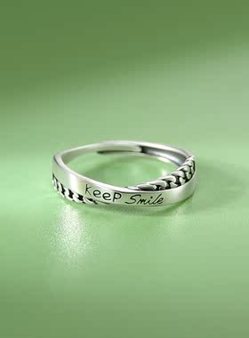 925银轻奢英文字母链条戒指免摘