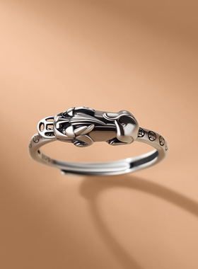 925银复古高端龙纹造型貔貅戒指