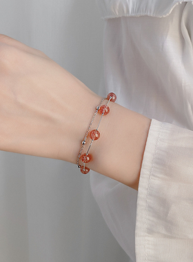925银草莓珠珠双层手链显白甜美