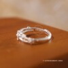 Pure silver flower live ring for women, sweet and versatile