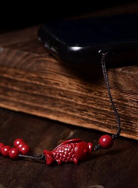 朱砂平安锦鲤钥匙扣挂件女紫金砂小鱼手机链挂绳U盘包包挂饰品男