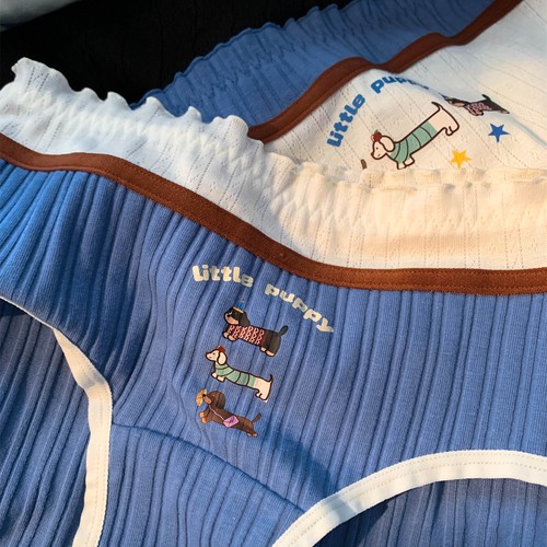 治愈配色童趣小狗大码胖mm内裤女2026新款全棉裆包臀三角裤200斤 - 图3