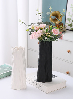 陶瓷家居陶瓷摆件干花欧式花瓶简约黑白色艺术插器跨境装饰摆设