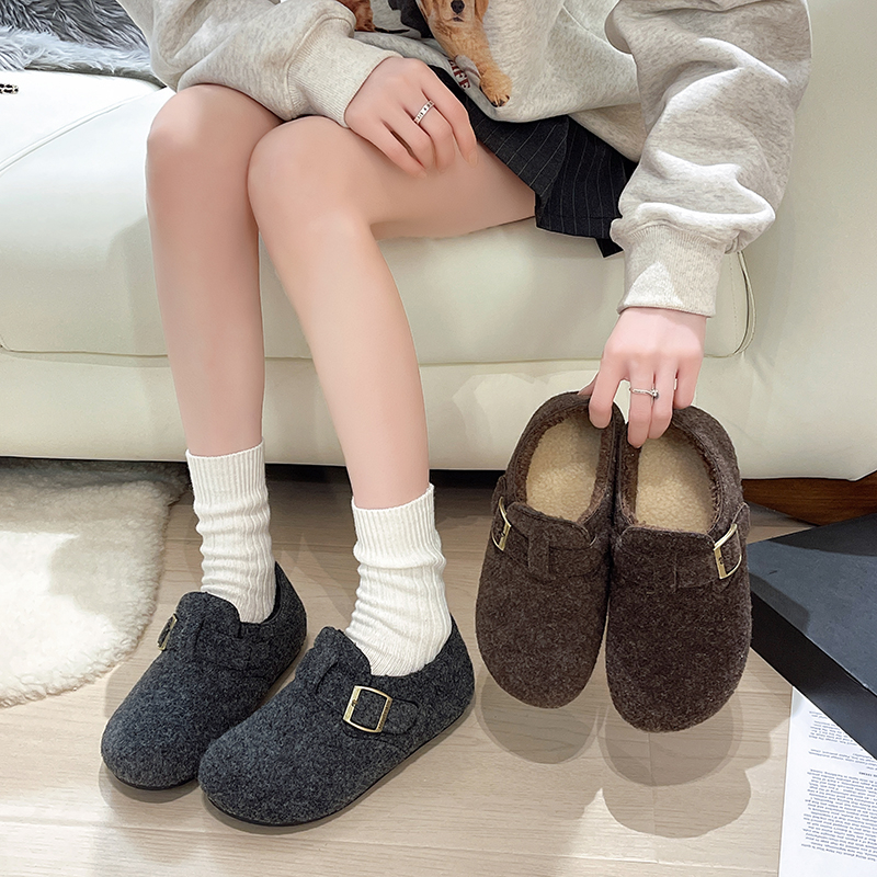 爆款加绒勃肯鞋女2025秋冬新款女鞋时尚百搭运动休闲鞋保暖棉鞋女 - 图3