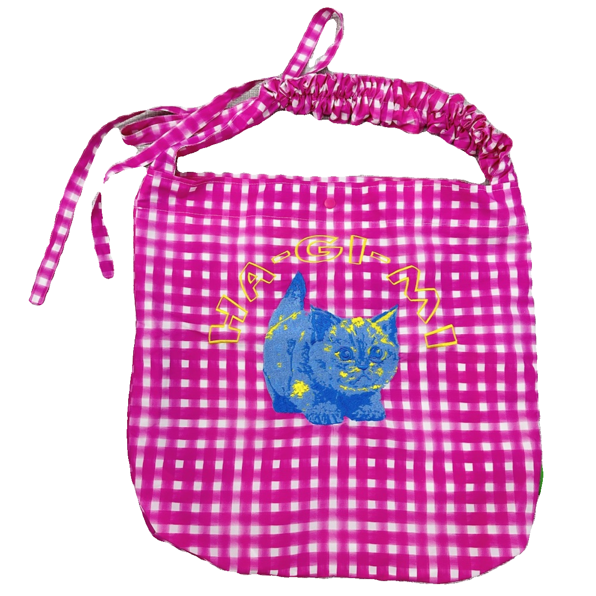 SIF商店新款原创森系格子刺绣猫咪图案大容量轻便单肩斜挎两用包,淘宝优惠券,粉丝福利购,淘宝优惠卷