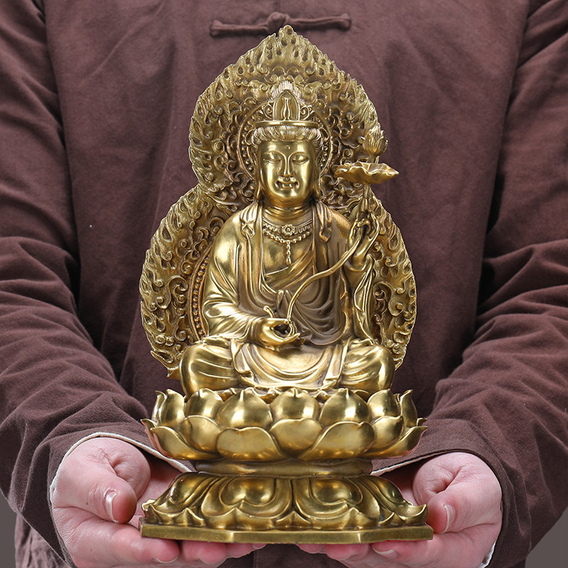 贺玉吉纯铜西方三圣坐式佛像摆件 贺玉吉摆件