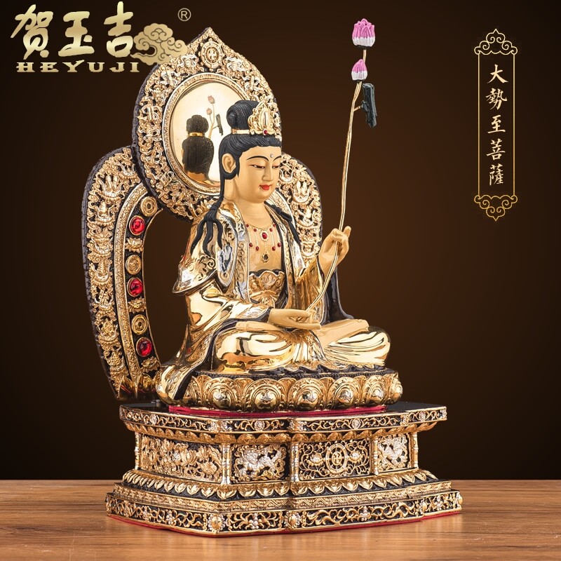 贺玉吉佛具纯铜鎏金西方三圣佛像 贺玉吉摆件