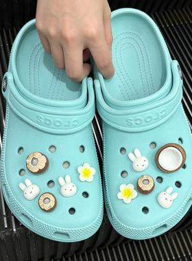 MKOP洞洞鞋配饰高级感鞋扣配件夏日海岛兔子鞋花适配Cross/Crocs