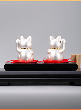 承合银器 桌面摆件大渊银器日本进口招财猫摆件纯银置物摆件手工