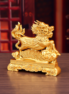 招财公母麒麟摆件一对镇宅礼品