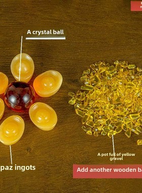 天然玉石聚宝盆摆件米黄玉装饰品