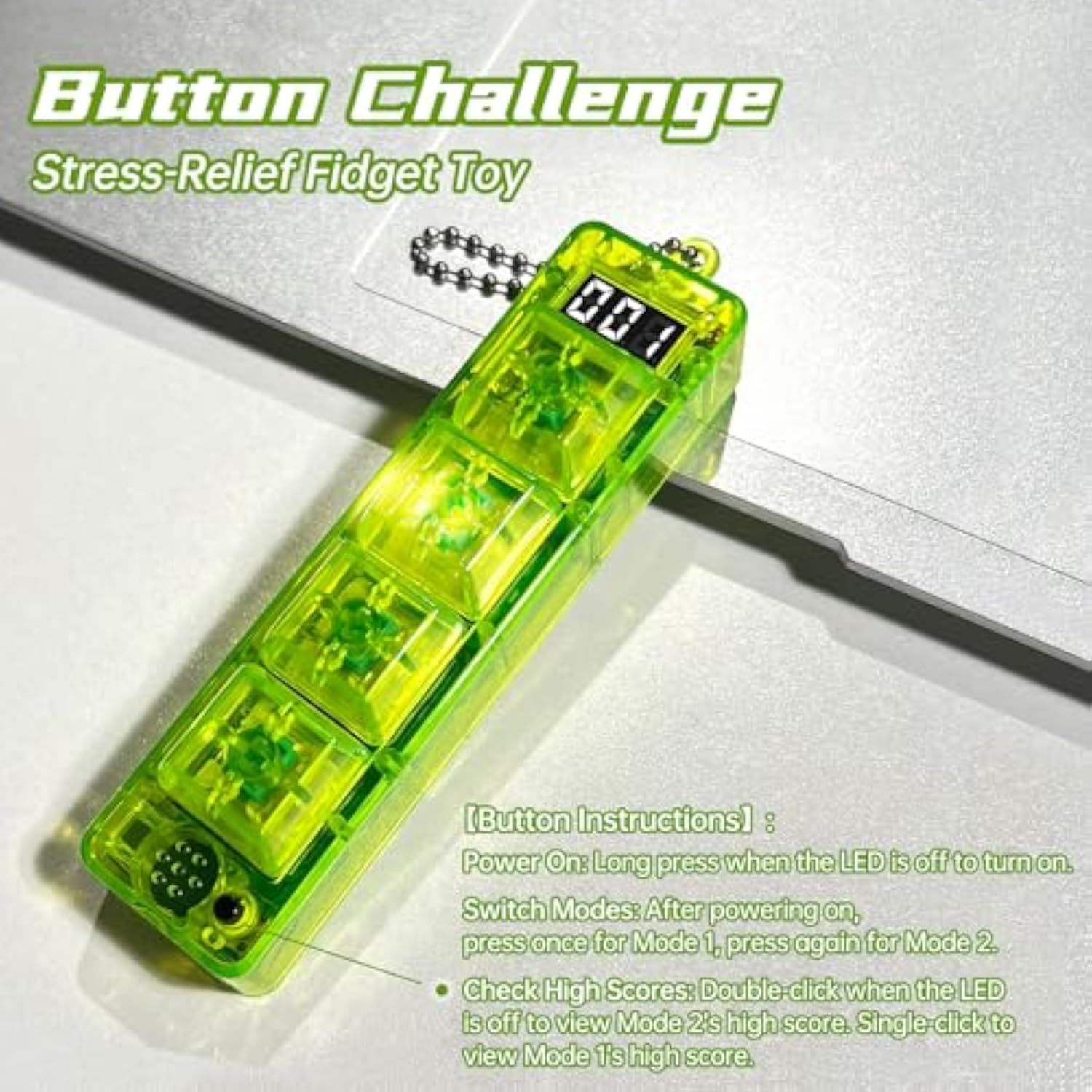 竞速游戏机挂件小键盘计数器包挂饰指尖解压玩具摸鱼神器透明发光 - 图0