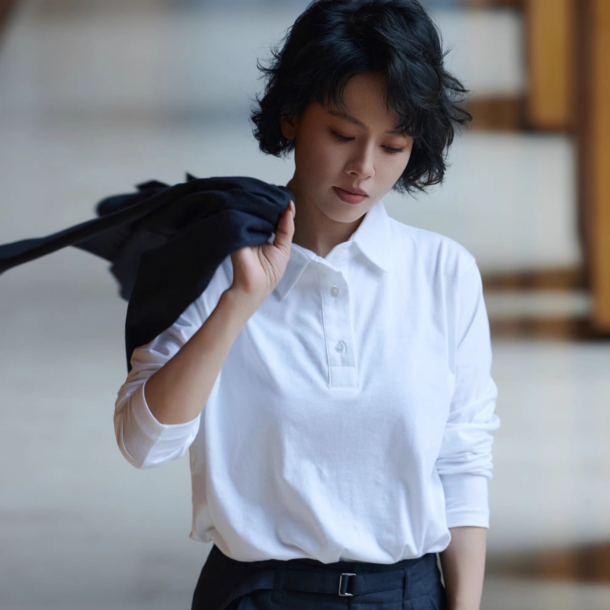 【叠穿搭子】ROW风POLO翻领长袖T恤纯欲慵懒风女装53T232730,淘宝优惠券,粉丝福利购,淘宝优惠卷