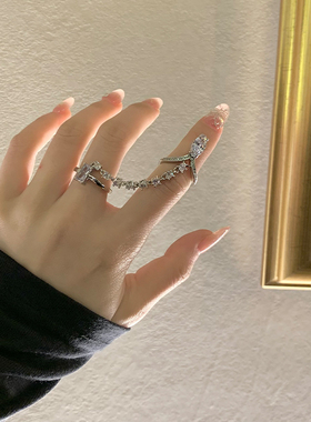 showdigu锆石双指戒指