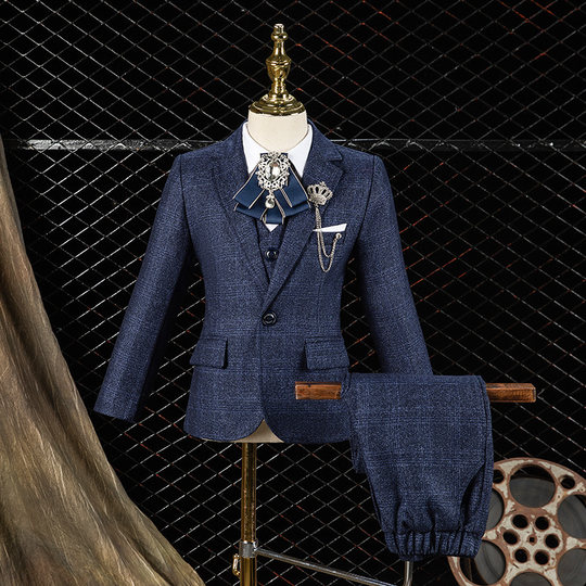 儿童西装套装小主持人英伦风朗诵西服男童钢琴演出服周岁生日礼服