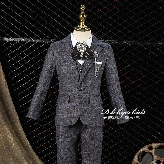 儿童西装套装小主持人英伦风朗诵西服男童钢琴演出服周岁生日礼服