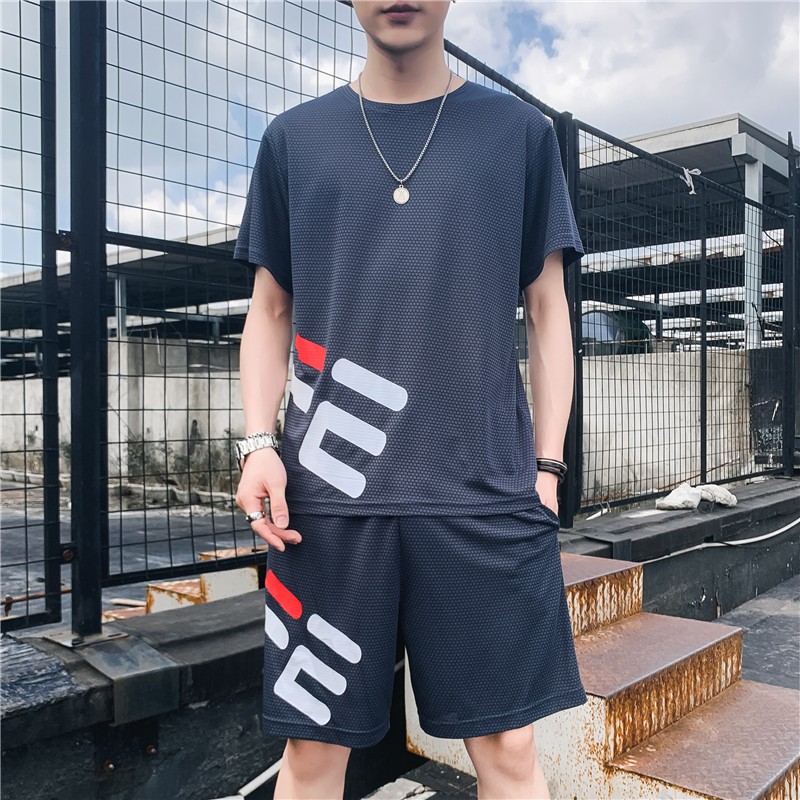 男装夏天运动套装男短裤两件套运动服宽松