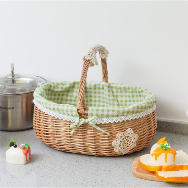 藤编柳编收纳篮菜篮鸡蛋篮子手提编织野餐篮水果篮小礼品竹篮花篮 - 图2