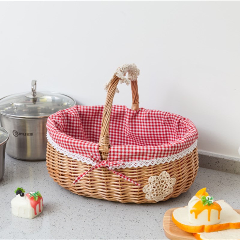 藤编柳编收纳篮菜篮鸡蛋篮子手提编织野餐篮水果篮小礼品竹篮花篮 - 图1