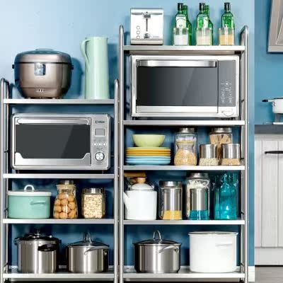 厨房微波炉置物架落地多层不锈钢用品家用大全烤箱收纳架子小推车