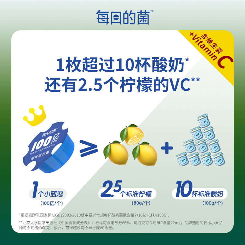 每日的菌小蓝泡vc双效水果味咀嚼片 每日的菌益生菌