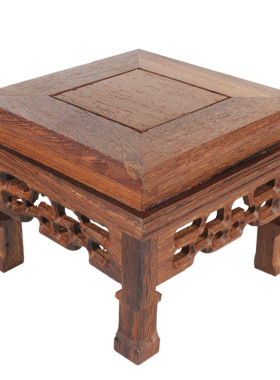 紫砂壶奇石玉石底座红木雕工艺品摆件鸡翅木正方形弓字台