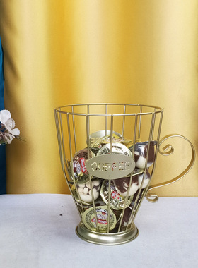 厂家直销铁线咖啡胶囊收纳筐直边杯形铁艺水果篮金色黑色家居