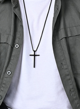 十字架街头风钛钢情侣饰品吊坠