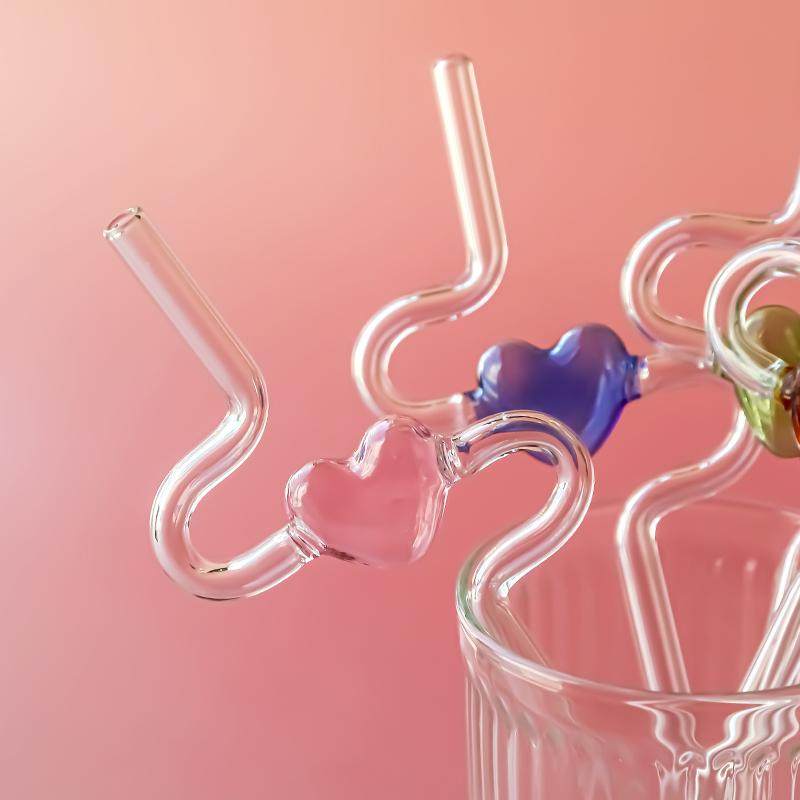 彩色爱心耐高温玻璃吸管食品级弯曲水杯配件咖啡奶茶儿童产妇专用,淘宝优惠券,粉丝福利购,淘宝优惠卷