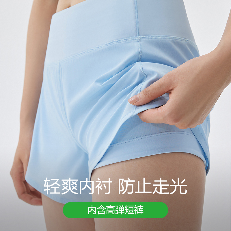 by your side身边运动短裤女夏宽松高腰健身瑜伽裤假两件透气跑步-图0