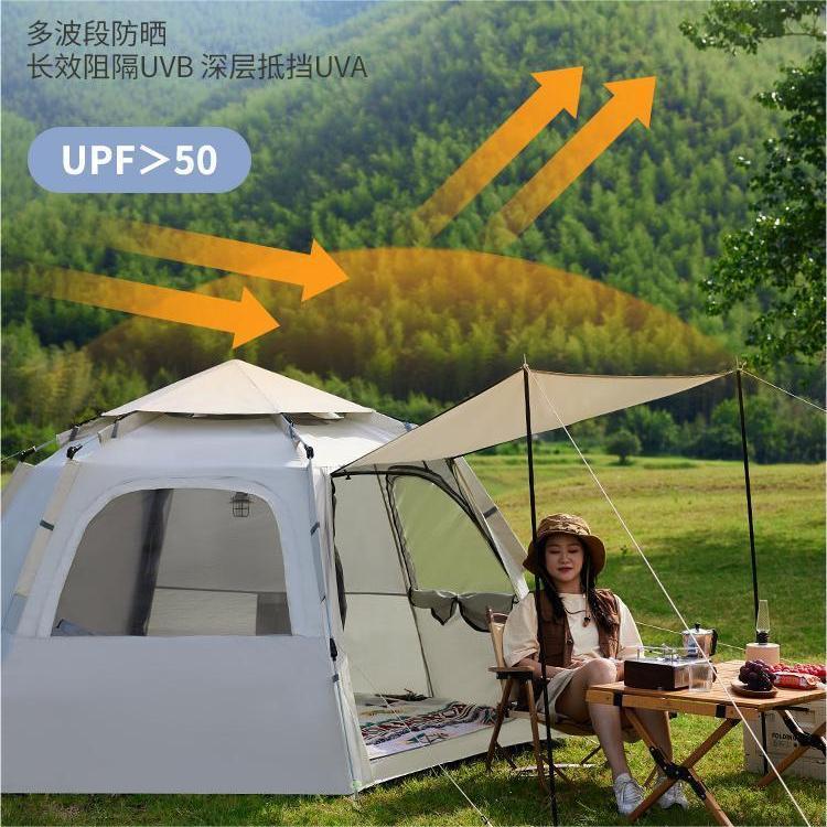 新品六角帐篷户外便携式可折叠野外儿童露营装备野餐野营全自动加-图0
