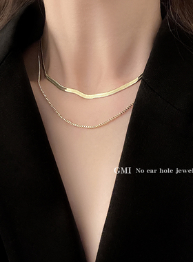 钛钢蛇骨卫衣项链女秋冬冷淡风