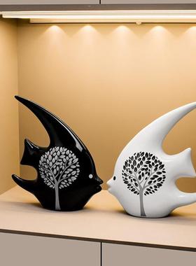 客厅陶瓷玄关乔迁酒柜有钱装饰品摆件马上高档新居礼物酒架招财