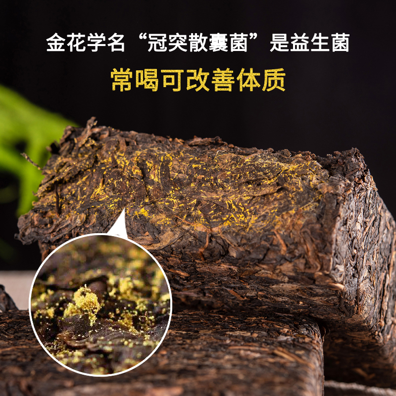 泾阳茯茶砖茶陕西特产黑茶正品金花伏茶永兴泰茯茶金叶蔓子 - 图3